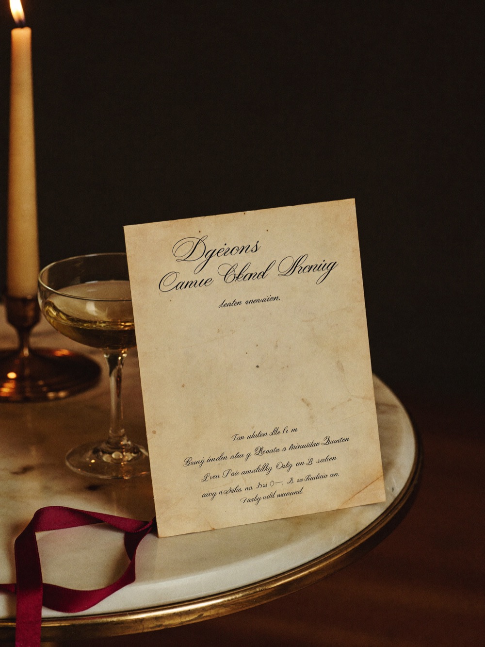 A dance card and a coupe by candlelight